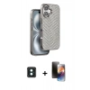 MARSİLYAN™- iPhone 16 Kılıf Vadi Özel Seri - Siyah 3D Antistatik Mat Seramik Nano Ekran Koruyucu + PVD Metal Kamera Lens - YL