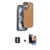 MARSİLYAN™- iPhone 16 Kılıf Vadi Özel Seri - Siyah 3D Antistatik Mat Seramik Nano Ekran Koruyucu + PVD Metal Kamera Lens - YL