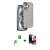 MARSİLYAN™- iPhone 16 Kılıf Vadi Özel Seri - Siyah 3D Antistatik Mat Seramik Nano Ekran Koruyucu + Raze Metal Kamera Lens - BZ