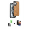 MARSİLYAN™- iPhone 16 Kılıf Vadi Özel Seri - Siyah 3D Antistatik Mat Seramik Nano Ekran Koruyucu + Raze Metal Kamera Lens - SH