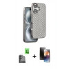 MARSİLYAN™- iPhone 16 Kılıf Vadi Özel Seri - Siyah 3D Antistatik Mat Seramik Nano Ekran Koruyucu + Raze Metal Kamera Lens - SH