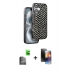 MARSİLYAN™- iPhone 16 Kılıf Vadi Özel Seri - Siyah 3D Antistatik Mat Seramik Nano Ekran Koruyucu + Raze Metal Kamera Lens - SH
