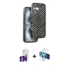 MARSİLYAN™- iPhone 16 Kılıf Vadi Özel Seri - Siyah 3D Antistatik Seramik Nano Ekran Koruyucu + Bilvis Titan Kamera Lens - GS