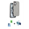 MARSİLYAN™- iPhone 16 Kılıf Vadi Özel Seri - Siyah 3D Antistatik Seramik Nano Ekran Koruyucu + Raze Metal Kamera Lens - LT