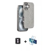 MARSİLYAN™- iPhone 16 Kılıf Vadi Özel Seri - Siyah 3D Antistatik Seramik Nano Ekran Koruyucu + PVD Metal Kamera Lens - PE