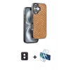 MARSİLYAN™- iPhone 16 Kılıf Vadi Özel Seri - Siyah 3D Antistatik Seramik Nano Ekran Koruyucu + PVD Metal Kamera Lens - PE