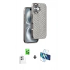 MARSİLYAN™- iPhone 16 Kılıf Vadi Özel Seri - Siyah 3D Antistatik Seramik Nano Ekran Koruyucu + Raze Metal Kamera Lens - BZ