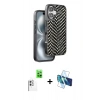 MARSİLYAN™- iPhone 16 Kılıf Vadi Özel Seri - Siyah 3D Antistatik Seramik Nano Ekran Koruyucu + Raze Metal Kamera Lens - BZ