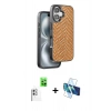 MARSİLYAN™- iPhone 16 Kılıf Vadi Özel Seri - Siyah 3D Antistatik Seramik Nano Ekran Koruyucu + Raze Metal Kamera Lens - BZ