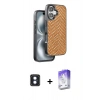 MARSİLYAN™- iPhone 16 Kılıf Vadi Özel Seri - Siyah Bilvis 5in1 3D Magic Cam Ekran Koruyucu + Mavi PVD Metal Kamera Lens