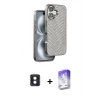 MARSİLYAN™- iPhone 16 Kılıf Vadi Özel Seri - Siyah Bilvis 5in1 3D Magic Cam Ekran Koruyucu + Mavi PVD Metal Kamera Lens