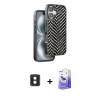 MARSİLYAN™- iPhone 16 Kılıf Vadi Özel Seri - Siyah Bilvis 5in1 5D Magic Hayalet Cam Ekran Koruyucu + Mavi PVD Metal Kamera Lens