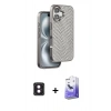 MARSİLYAN™- iPhone 16 Kılıf Vadi Özel Seri - Siyah Bilvis 5in1 5D Magic Hayalet Cam Ekran Koruyucu + PVD Metal Kamera Lens - PE
