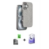 MARSİLYAN™- iPhone 16 Kılıf Vadi Özel Seri - Siyah Bilvis 5in1 5D Magic Hayalet Cam Ekran Koruyucu + Raze Metal Kamera Lens - SH
