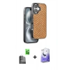 MARSİLYAN™- iPhone 16 Kılıf Vadi Özel Seri - Siyah Bilvis 5in1 5D Magic Hayalet Cam Ekran Koruyucu + Raze Metal Kamera Lens - SH