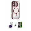 MARSİLYAN™- iPhone 16 Kılıf Yadigar Asil Koleksiyonu - Şeffaf 360 Full Body Arka Koruyucu + Pembe Bilvis Titan Kamera Lens