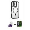MARSİLYAN™- iPhone 16 Kılıf Yadigar Asil Koleksiyonu - Şeffaf 360 Full Body Arka Koruyucu + Pembe Bilvis Titan Kamera Lens
