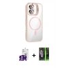 MARSİLYAN™- iPhone 16 Kılıf Yadigar Asil Koleksiyonu - Şeffaf 360 Full Body Arka Koruyucu + Pembe Bilvis Titan Kamera Lens