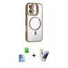 MARSİLYAN™- iPhone 16 Kılıf Yadigar Asil Koleksiyonu - Şeffaf Pasifik Cam Ekran Koruyucu + Lacivert Raze Metal Kamera Lens