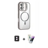 MARSİLYAN™- iPhone 16 Kılıf Yadigar Asil Koleksiyonu - Şeffaf Pasifik Cam Ekran Koruyucu + PVD Metal Kamera Lens - PE