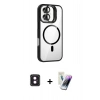 MARSİLYAN™- iPhone 16 Kılıf Yadigar Asil Koleksiyonu - Şeffaf Pasifik Cam Ekran Koruyucu + PVD Metal Kamera Lens - PE