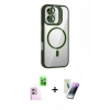 MARSİLYAN™- iPhone 16 Kılıf Yadigar Asil Koleksiyonu - Şeffaf Pasifik Cam Ekran Koruyucu + Pembe Raze Metal Kamera Lens