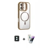 MARSİLYAN™- iPhone 16 Kılıf Yadigar Asil Koleksiyonu - Şeffaf Pasifik Cam Ekran Koruyucu + PVD Metal Kamera Lens - YL