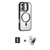 MARSİLYAN™- iPhone 16 Kılıf Yadigar Asil Koleksiyonu - Şeffaf Pasifik Cam Ekran Koruyucu + PVD Metal Kamera Lens - YL