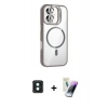 MARSİLYAN™- iPhone 16 Kılıf Yadigar Asil Koleksiyonu - Şeffaf Pasifik Cam Ekran Koruyucu + PVD Metal Kamera Lens - YL