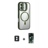 MARSİLYAN™- iPhone 16 Kılıf Yadigar Asil Koleksiyonu - Siyah 360 Mat Full Body Arka Koruyucu + PVD Metal Kamera Lens - MI