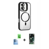 MARSİLYAN™- iPhone 16 Kılıf Yadigar Asil Koleksiyonu - Siyah 360 Mat Full Body Arka Koruyucu + Raze Metal Kamera Lens - LT