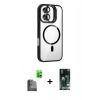 MARSİLYAN™- iPhone 16 Kılıf Yadigar Asil Koleksiyonu - Siyah 360 Mat Full Body Arka Koruyucu + Raze Metal Kamera Lens - SH