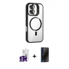 MARSİLYAN™- iPhone 16 Kılıf Yadigar Asil Koleksiyonu - Siyah 3D Antistatik Hayalet Cam Ekran Koruyucu + Bilvis Titan Kamera Lens - PE