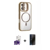 MARSİLYAN™- iPhone 16 Kılıf Yadigar Asil Koleksiyonu - Siyah 3D Antistatik Hayalet Cam Ekran Koruyucu + Bilvis Titan Kamera Lens - SH