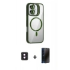 MARSİLYAN™- iPhone 16 Kılıf Yadigar Asil Koleksiyonu - Siyah 3D Antistatik Hayalet Cam Ekran Koruyucu + PVD Metal Kamera Lens - PE
