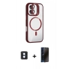 MARSİLYAN™- iPhone 16 Kılıf Yadigar Asil Koleksiyonu - Siyah 3D Antistatik Hayalet Cam Ekran Koruyucu + PVD Metal Kamera Lens - MI