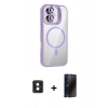 MARSİLYAN™- iPhone 16 Kılıf Yadigar Asil Koleksiyonu - Siyah 3D Antistatik Hayalet Cam Ekran Koruyucu + PVD Metal Kamera Lens - PE