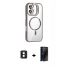 MARSİLYAN™- iPhone 16 Kılıf Yadigar Asil Koleksiyonu - Siyah 3D Antistatik Hayalet Cam Ekran Koruyucu + PVD Metal Kamera Lens - MI