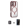 MARSİLYAN™- iPhone 16 Kılıf Yadigar Asil Koleksiyonu - Siyah 3D Antistatik Hayalet Cam Ekran Koruyucu + PVD Metal Kamera Lens - PE