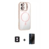MARSİLYAN™- iPhone 16 Kılıf Yadigar Asil Koleksiyonu - Siyah 3D Antistatik Hayalet Cam Ekran Koruyucu + PVD Metal Kamera Lens - PE