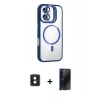 MARSİLYAN™- iPhone 16 Kılıf Yadigar Asil Koleksiyonu - Siyah 3D Antistatik Hayalet Cam Ekran Koruyucu + PVD Metal Kamera Lens - PE