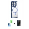 MARSİLYAN™- iPhone 16 Kılıf Yadigar Asil Koleksiyonu - Siyah 3D Antistatik Hayalet Cam Ekran Koruyucu + Raze Metal Kamera Lens - LT