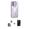 MARSİLYAN™- iPhone 16 Kılıf Yadigar Asil Koleksiyonu - Siyah 3D Antistatik Hayalet Cam Ekran Koruyucu + Raze Metal Kamera Lens - SH