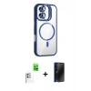 MARSİLYAN™- iPhone 16 Kılıf Yadigar Asil Koleksiyonu - Siyah 3D Antistatik Hayalet Cam Ekran Koruyucu + Raze Metal Kamera Lens - BZ
