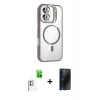 MARSİLYAN™- iPhone 16 Kılıf Yadigar Asil Koleksiyonu - Siyah 3D Antistatik Hayalet Cam Ekran Koruyucu + Raze Metal Kamera Lens - BZ