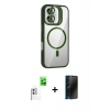 MARSİLYAN™- iPhone 16 Kılıf Yadigar Asil Koleksiyonu - Siyah 3D Antistatik Hayalet Cam Ekran Koruyucu + Raze Metal Kamera Lens - BZ