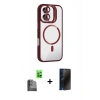 MARSİLYAN™- iPhone 16 Kılıf Yadigar Asil Koleksiyonu - Siyah 3D Antistatik Hayalet Cam Ekran Koruyucu + Raze Metal Kamera Lens - SH