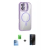 MARSİLYAN™- iPhone 16 Kılıf Yadigar Asil Koleksiyonu - Siyah 3D Antistatik Hayalet Cam Ekran Koruyucu + Raze Metal Kamera Lens - LT
