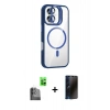 MARSİLYAN™- iPhone 16 Kılıf Yadigar Asil Koleksiyonu - Siyah 3D Antistatik Hayalet Cam Ekran Koruyucu + Raze Metal Kamera Lens - SH