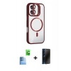 MARSİLYAN™- iPhone 16 Kılıf Yadigar Asil Koleksiyonu - Siyah 3D Antistatik Hayalet Cam Ekran Koruyucu + Raze Metal Kamera Lens - LT